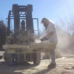 Grinding the surface to prepare for the stencil